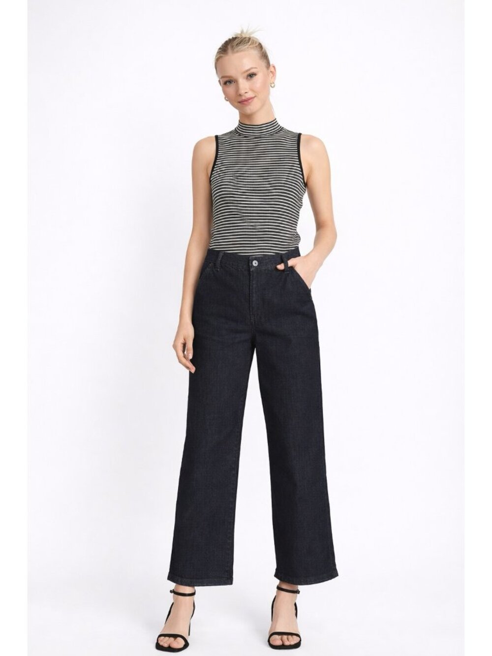 Gap 1969 Wide Leg Trousers Womens 27R Dark Wash High Rise Denim